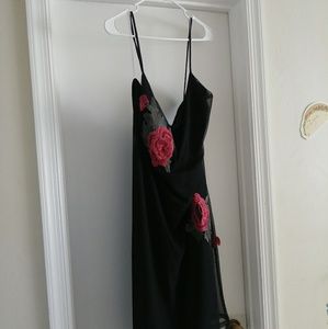 Sexy flowered black dress